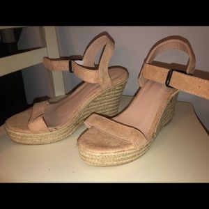 Nude Suede Espadrille Wedges